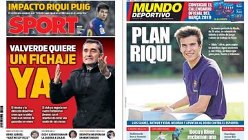 Portadas de los diarios Sport y Mundo Deportivo del d&iacute;a 7 de diciembre de 2018.