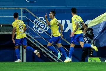 Joao Carlos celebra el 3-1 del Estoril.