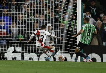 Borja Iglesias (right) scores from close range to send Real Betis into the Copa del Rey final.