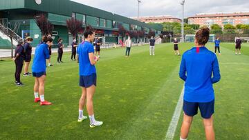 Jugadoras del Barçça en un entrenamiento durante la pandemia.