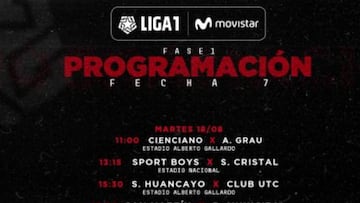 Así es el nuevo programa de la jornada 7 de la Liga 1