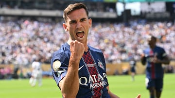 Fabián Ruiz celebra un gol en las semifinales del Mundial de Clubes contra el Madrid.
