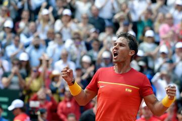Rafael Nadal celebrando la victoria. 
