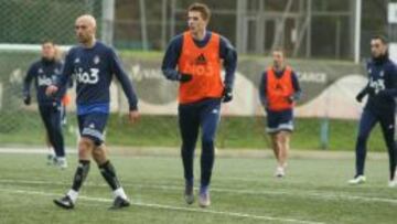 Imagen del entrenamiento de la Ponferradina para preparar el encuentro ante el Elche.