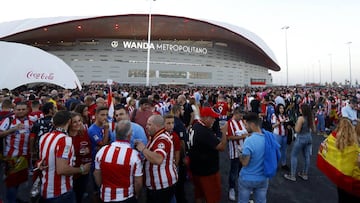 Aleda&ntilde;os del Wanda Metropolitano en un partido del Atl&eacute;tico.
 