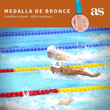 Jonathan Gómez se llevó la medalla de bronce en la modalidad de Mariposa en los 200 metros. 