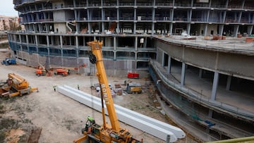 Los pilares del Nou Mestalla llegan a Valencia