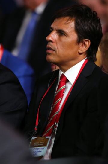 Chris Coleman seleccionador de Gales durante el sorteo de la fase previa para el mundial de Rusia 2018.