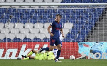 Marcos Llorente celebrando su gol, el segundo para el Atlético de Madrid 