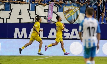 Clemente celebrando su gol de ayer en La Rosaleda. 