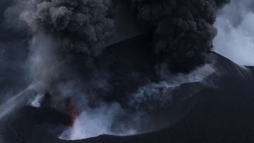 The Cumbre Vieja volcano continues to erupt on November 10, 2021 in La Palma, Spain. The volcano has been erupting since September 19, 2021 after weeks of seismic activity, resulting in millions of Euros worth of damage to properties and businesses. 