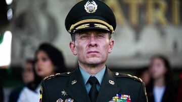 Colombian police general, Henry Sanabria during the promotion ceremony of new Generals and Admirals of the Police and Military Forces at the Jose Maria Cordova Military School in Bogota, Colombia on December 17, 2022. (Photo by Sebastian Barros/NurPhoto)NO USE FRANCE