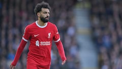 London (United Kingdom), 21/04/2024.- Mohamed Salah of Liverpool looks on during the English Premier League soccer match of Fulham FC against Liverpool FC, in London, Britain, 21 April 2024. (Reino Unido, Londres) EFE/EPA/VINCE MIGNOTT EDITORIAL USE ONLY. No use with unauthorized audio, video, data, fixture lists, club/league logos, 'live' services or NFTs. Online in-match use limited to 120 images, no video emulation. No use in betting, games or single club/league/player publications.
