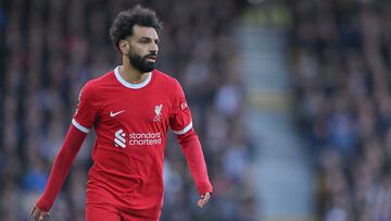 London (United Kingdom), 21/04/2024.- Mohamed Salah of Liverpool looks on during the English Premier League soccer match of Fulham FC against Liverpool FC, in London, Britain, 21 April 2024. (Reino Unido, Londres) EFE/EPA/VINCE MIGNOTT EDITORIAL USE ONLY. No use with unauthorized audio, video, data, fixture lists, club/league logos, 'live' services or NFTs. Online in-match use limited to 120 images, no video emulation. No use in betting, games or single club/league/player publications.
