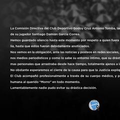 Godoy Cruz se despega de la muerte del Morro