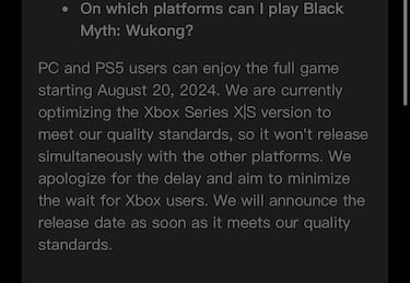 ¿Sale Black Myth Wukong en Xbox? Se retrasa indefinidamente y será exclusivo de PS5 en consolas