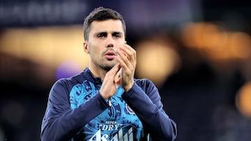 Rodri, antes de un partido con el Manchester City.
