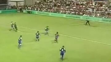 Lionel Messi's first ever goal for Barcelona