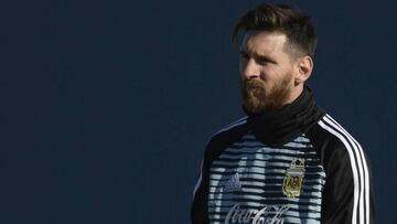 Messi, en un entrenamiento con Argentina.