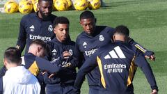 Rodrygo y Alaba, durante un entrenamiento del Real Madrid.