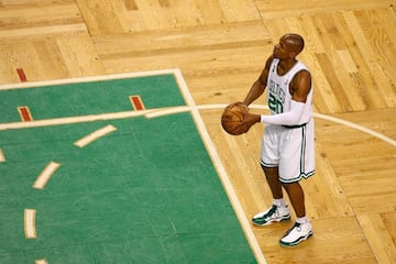 Ray Allen, durante el sexto partido de las Finales de la NBA 2008, que enfrentaron a Celtics y Lakers.