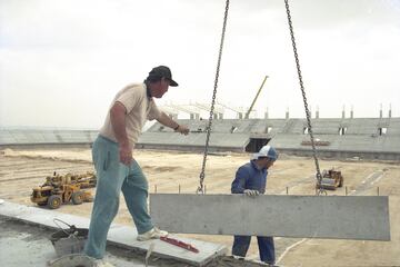 Foto de archivo durante las obras de construcción de Butarque. 