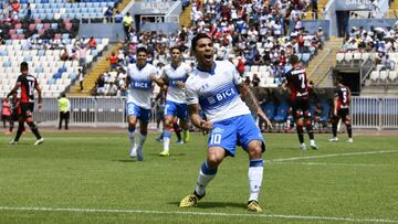 Futbol, Antofagasta vs Universidad Catolica 
 Tercera fecha ,campeonato AFP PlanVital 2020..
 El jugador de Universidad Catolica  Edson Puch celebra con sus compaeros  luego de convertir un gol contra Antofagasta durante el partido de primera division disputado en el estadio Calvo y Bascun de Antofagasta.
 Antofagasta Chile.
 09/02/2020
 
 Pedro Tapia/Photosport**********
 
 Antofagasta vs Universidad Catolica 
 Third date,  AFP PlanVital championship 2020.
 niversidad Catolica &#039;s player Edson Puch celebrates with teammates after scoring against U Antofagasta during a first  division football match held at the Calvo Y bascuan de Antofagasta, Chile.
 09/02/2020
 
 Pedro Tapia/Photosport