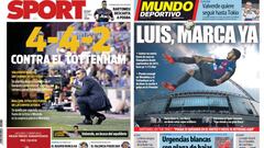 Portadas de los diarios Sport y Mundo Deportivo del 2 de octubre de 2018.