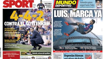 Portadas de los diarios Sport y Mundo Deportivo del 2 de octubre de 2018.