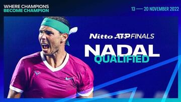 Cartel de la ATP para celebrar la clasificación de Rafa Nadal para las Nitto ATP Finals de Turín.