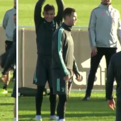La reacción de Cristiano cuando 6 compañeros se ríen de él en su cara tras sufrir un caño en el rondo