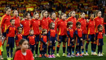 MADRID, 02/12/2025.- El once inicial de la selección española, momentos antes del inicio del partido de vuelta de la final de la Liga de Naciones femenina, que España y Alemania disputan este martes en el estadio Metropolitano en Madrid. EFE/Juanjo Martín