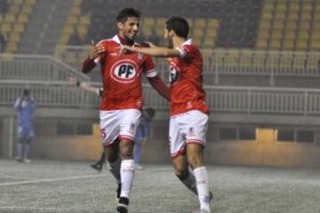 Patricio Vidal celebra el gol del triunfo de La Calera sobre O'Higgins.