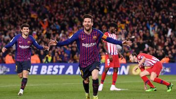 Messi celebra el 2-0 ante el Atlético.