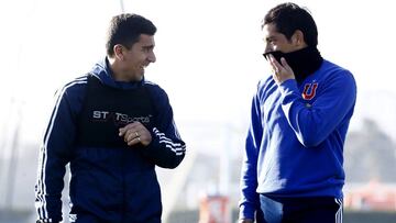 Entrenamiento Universidad de Chile.
Los jugadores de Universidad De chile, Davis Pizarro y Franz Schultz son fotografiados durante el entrenamiento en el CDA.
21/08/2018
Ramon Monroy/Photosport