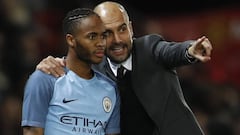 Raheem Sterling y Pep Guardiola, en una imagen de archivo.