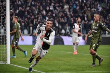 Cristiano Ronaldo celebrates after scoring his third goal.