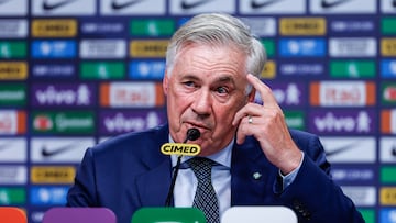 Carlo Ancelotti, en una conferencia de prensa con Brasil.