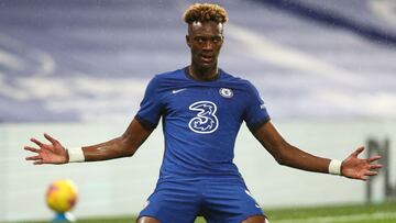 London (United Kingdom), 21/12/2020.- Chelsea'Äôs Tammy Abraham celebrates after scoring during the English Premier League soccer match between Chelsea FC and West Ham United in London, Britain, 21 December 2020. (Reino Unido, Londres) EFE