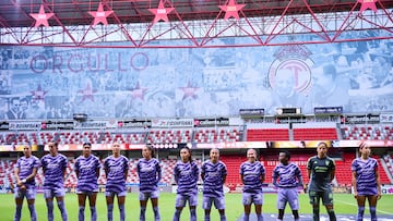 Players of Tigres during the 4th round match between Toluca and Tigres UANL as part of the Liga BBVA MX Femenil, Torneo Clausura 2026 at Nemesio Diez Stadium, on January 21, 2026 in Toluca, Estado de Mexico, Mexico.