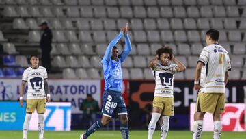AME862. PACHUCA (MÉXICO), 16/02/2025.- John Kennedy de Pachuca celebra un gol este domingo, durante un partido de la séptima jornada del torneo Clausura 2025 entre Pachuca y Pumas, en el estadio Hidalgo en Pachuca (México). EFE/ David Martínez Pelcastre