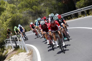 El grupo de ciclistas escapados durante la octava etapa de la Vuelta a España.