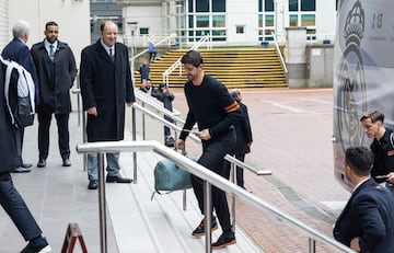 Thibaut Courtois llegando al hotel. 