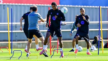Rashford, en el entrenamiento previo al partido contra el Oviedo.