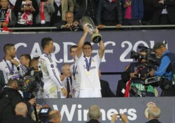 2014 European Super Cup: Real Madrid beat Sevilla 2-0 in Cardiff, with a double from Cristiano Ronaldo. James was replaced by Isco in the 72nd minute.