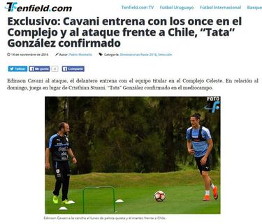 Tabárez sorprende y prueba a Cavani en el equipo titular