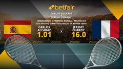 Carlos Alcaraz vs. Jeremy Chardy: horario, TV, estadísticas y pronósticos de Wimbledon 2023