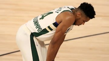 Giannis Antetokounmpo, durante el tercer partido de las semifinales de la Conferencia Este de los playoffs 2020 que ha enfrentado a Miami Heat y a Milwaukee Bucks