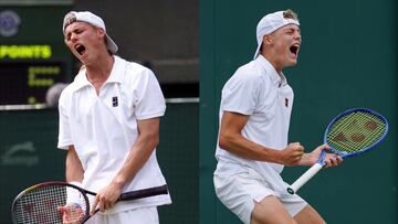 Lleydon Hewitt (izquierda) y su hijo Cruz compitiendo en Wimbledon.