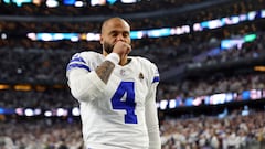 ARLINGTON, TEXAS - JANUARY 14: Dak Prescott #4 of the Dallas Cowboys takes the field prior to the NFC Wild Card Playoff game against the Green Bay Packers at AT&T Stadium on January 14, 2024 in Arlington, Texas.   Richard Rodriguez/Getty Images/AFP (Photo by Richard Rodriguez / GETTY IMAGES NORTH AMERICA / Getty Images via AFP)